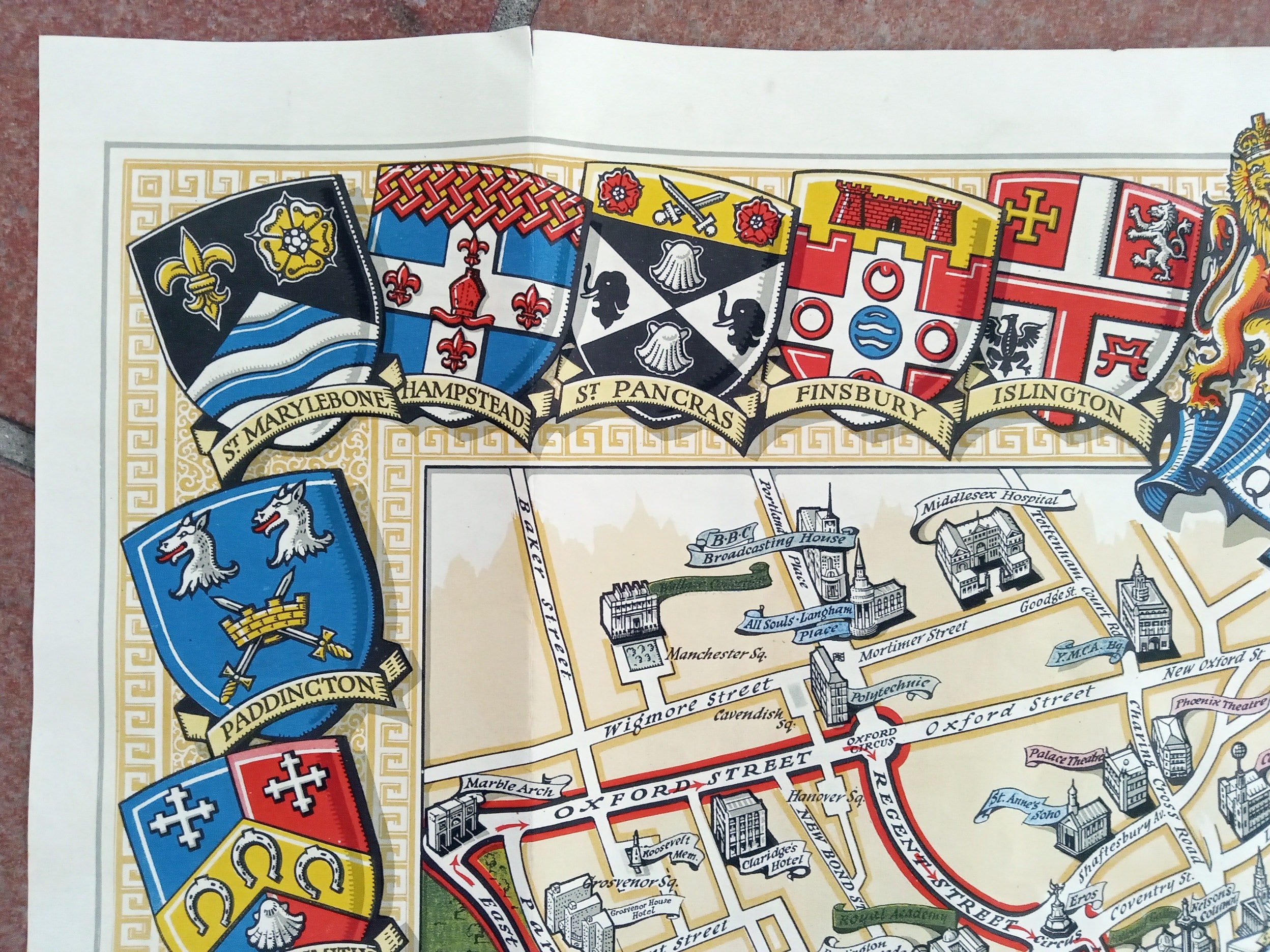 1953 Historic Queen Elizabeth II Royal Coronation Route London Pictorial Map 4