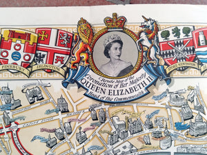 1953 Historic Queen Elizabeth II Royal Coronation Route London Pictorial Map 5