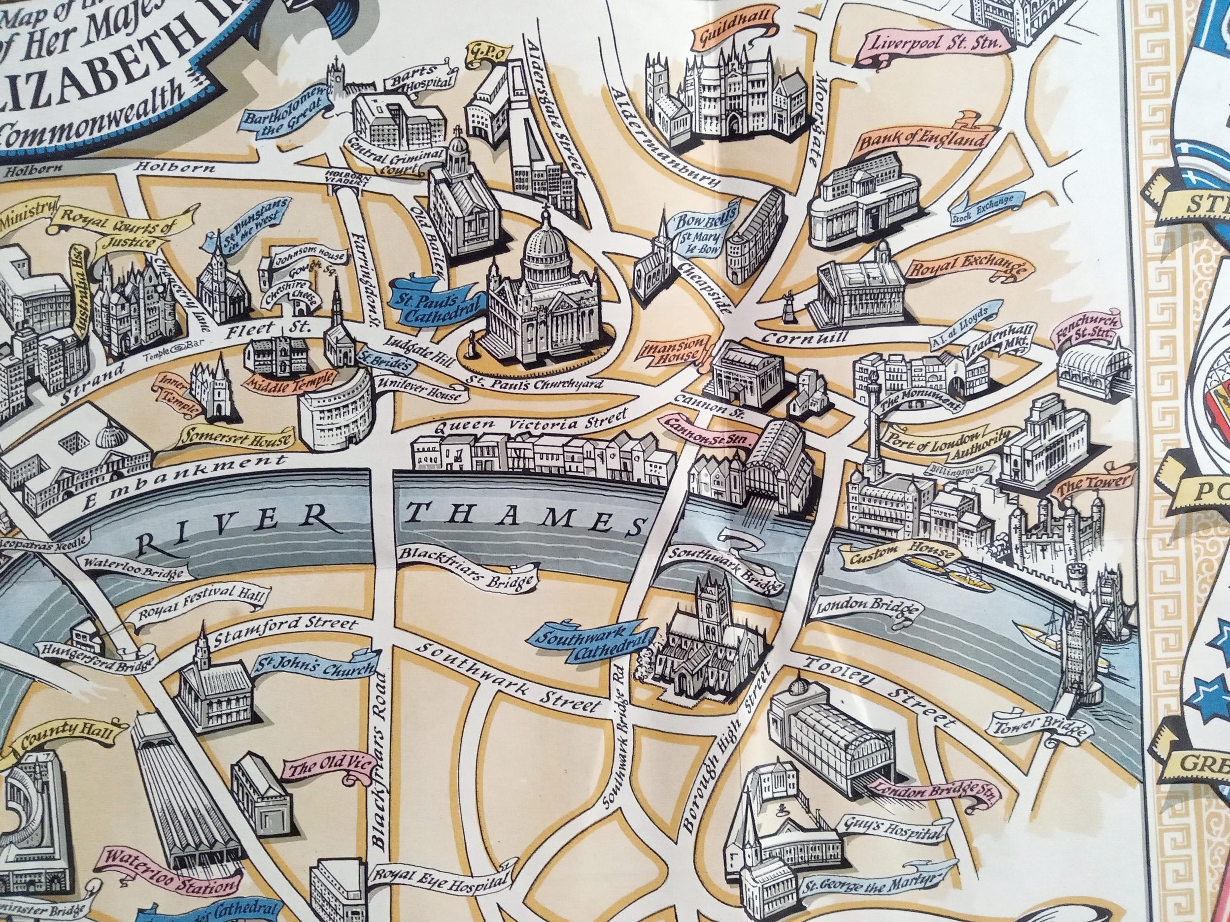 1953 Historic Queen Elizabeth II Royal Coronation Route London Pictorial Map 9