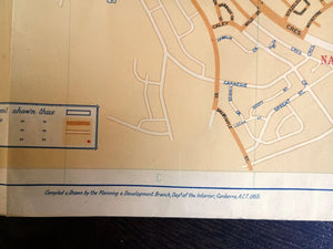 1955 Tourist Map of Canberra, City Plan, Australian Capital Territory, ACT, Australia