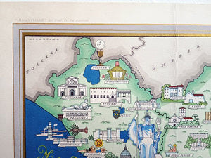 1951 Lazio Italy Pictorial Map De Agostini