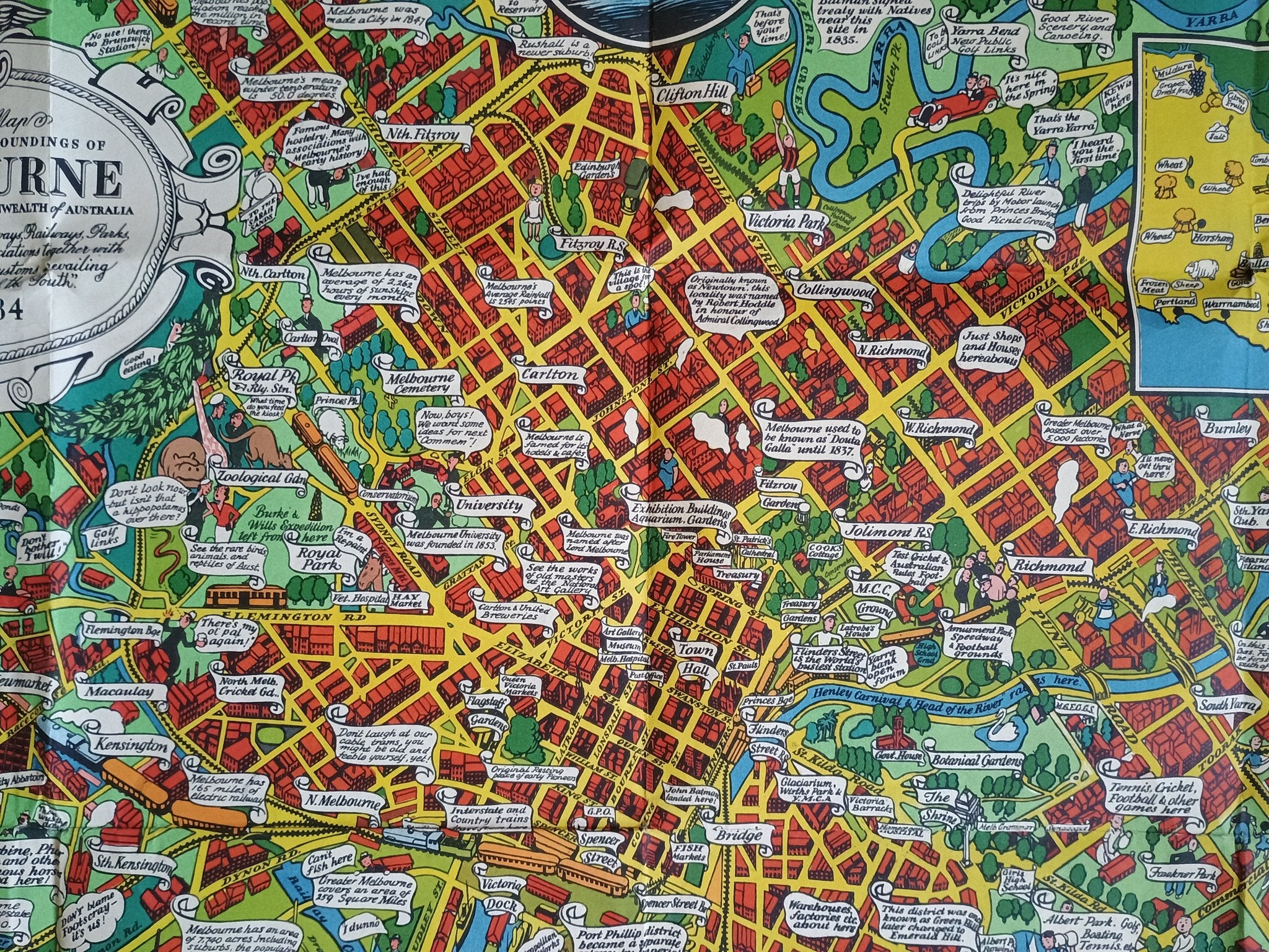 Dale, O. J. 1934, Pictorial map of the city and surroundings of Melbourne