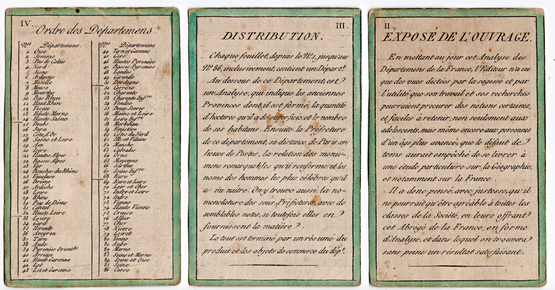 Provenance cards from Bourrut-Le Meri c.1819 French department card map set