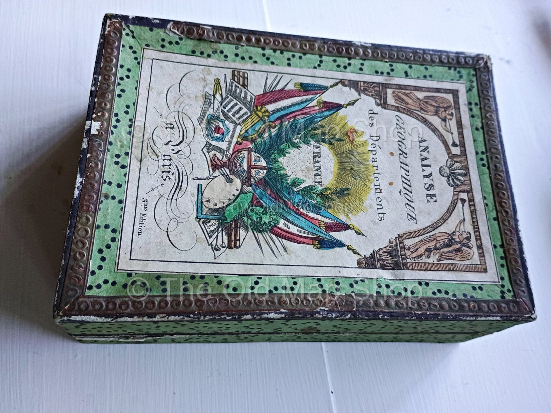 Angled view of original box for Bourrut-Le Meri c.1836 French department card map set