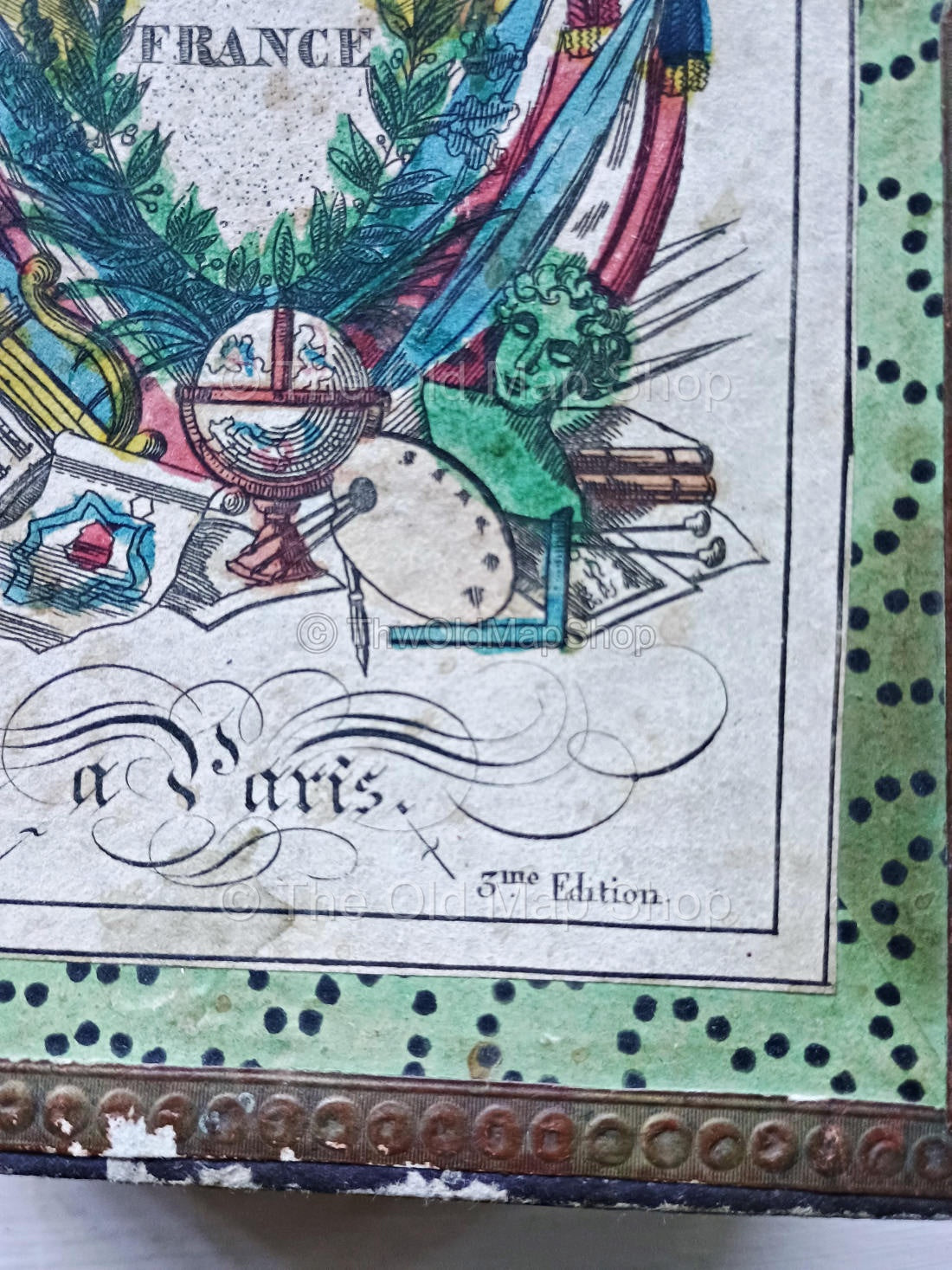 Title label detail on original Bourrut-Le Meri c.1836 French department card map box