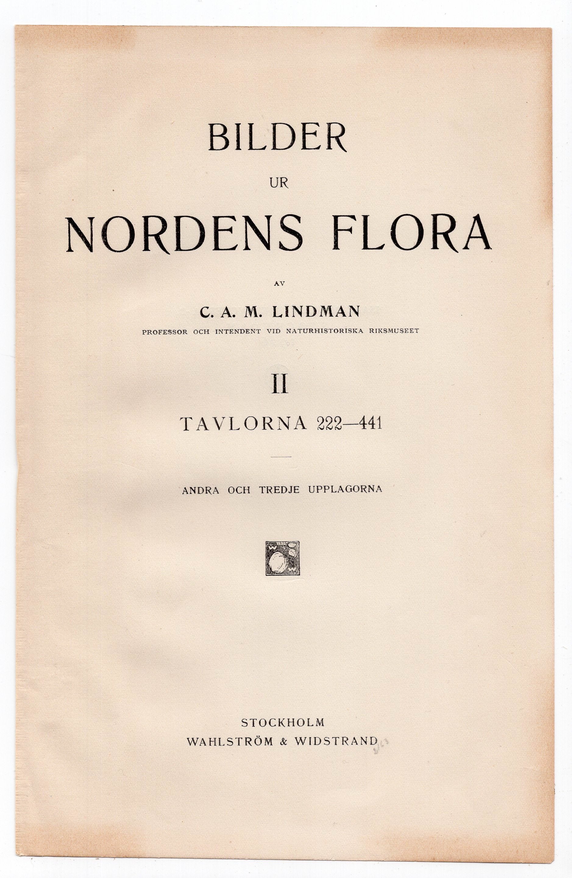 Title page from Volume 2 of Bilder ur Nordens Flora by C. A. M. Lindman