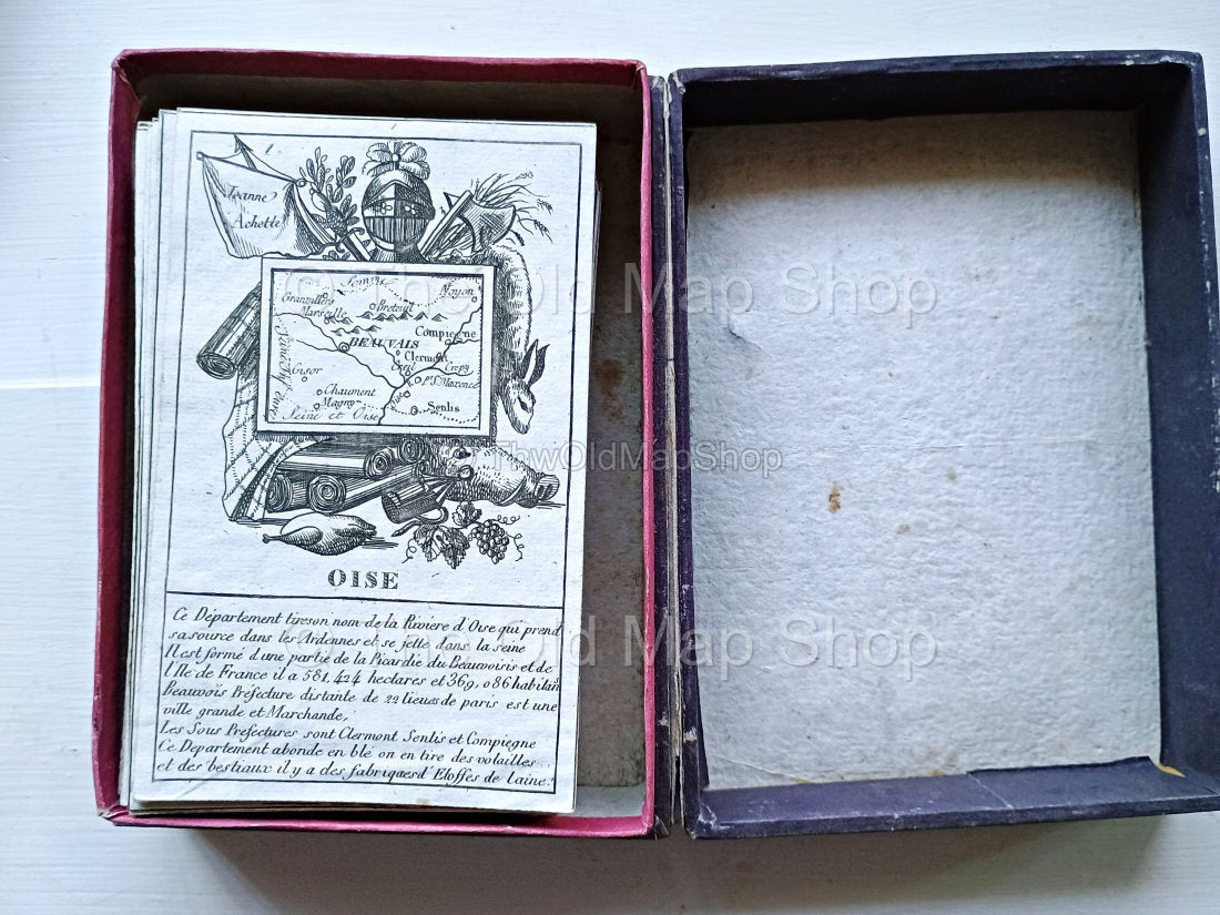 Open original box for Bourrut-Le Meri c.1836 French department card map set