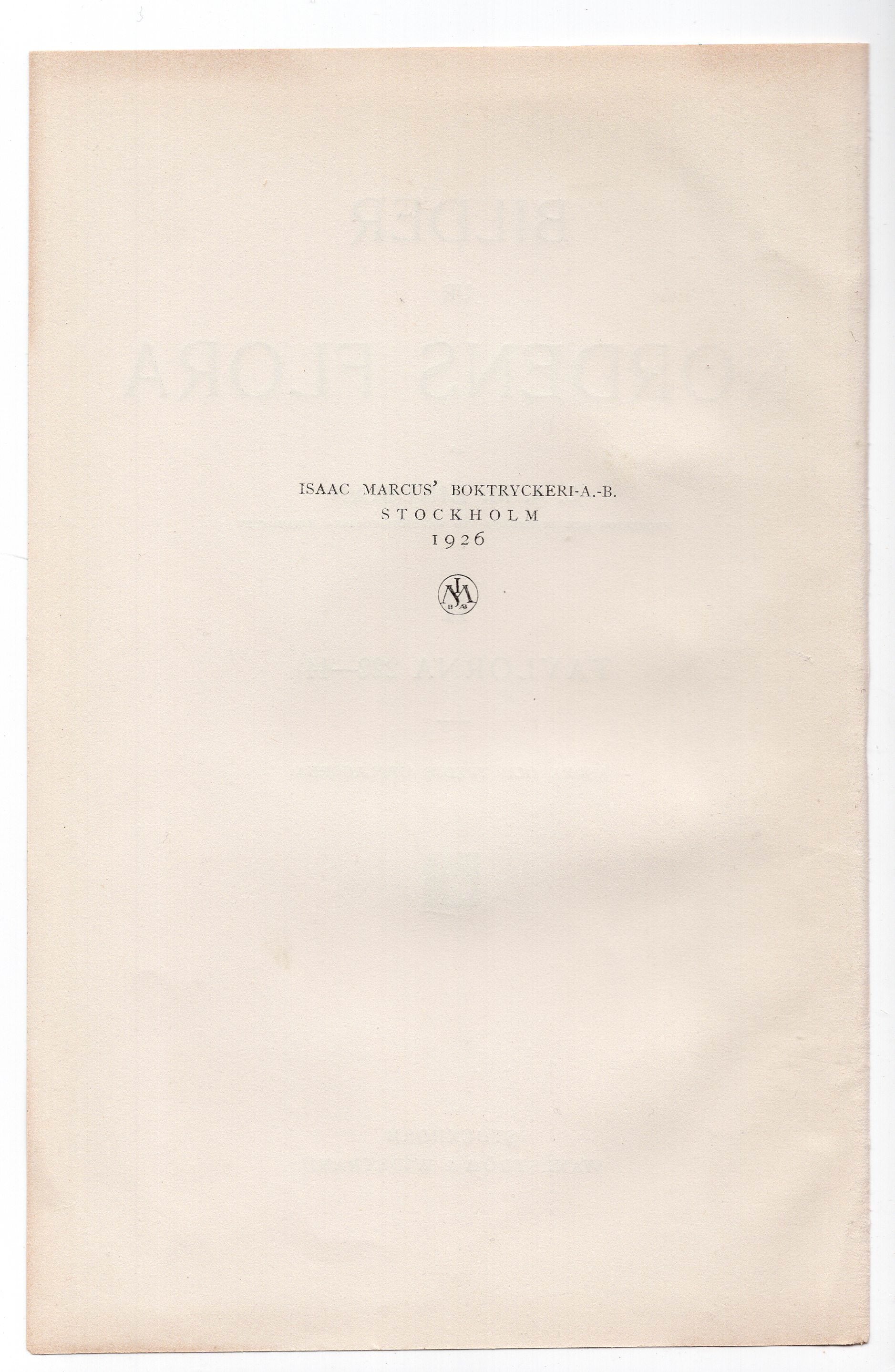 1926 publication date page from Volume 2 of Bilder ur Nordens Flora by C. A. M. Lindman