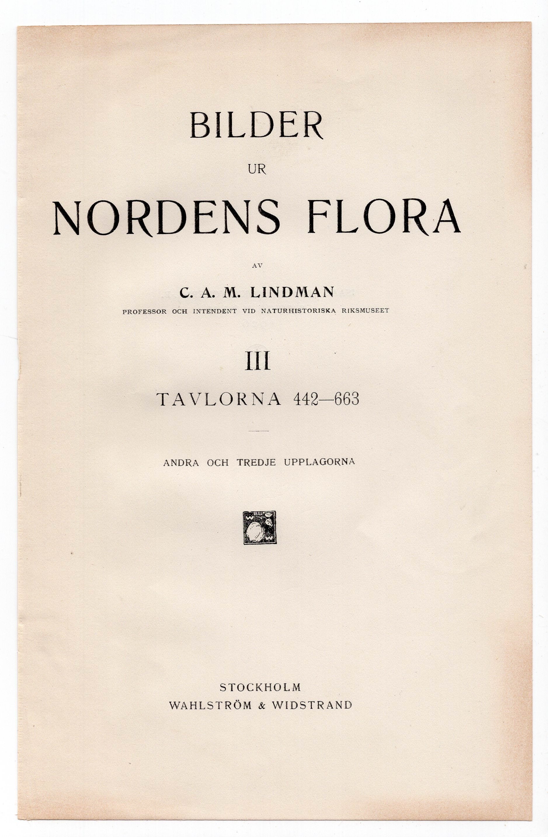 Title page from Volume 3 of Bilder ur Nordens Flora by C. A. M. Lindman