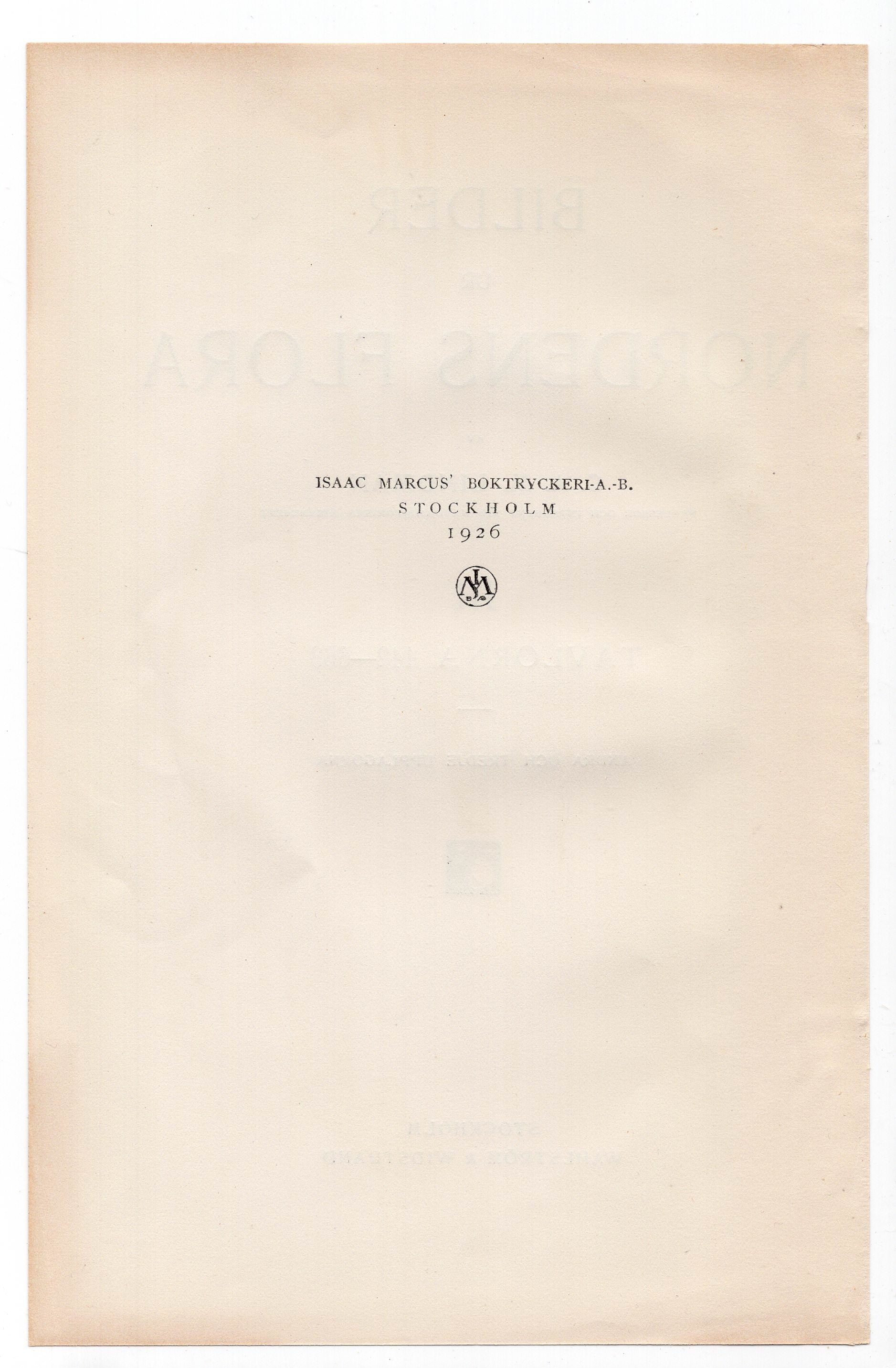 1926 publication date page from Volume 3 of Bilder ur Nordens Flora by C. A. M. Lindman