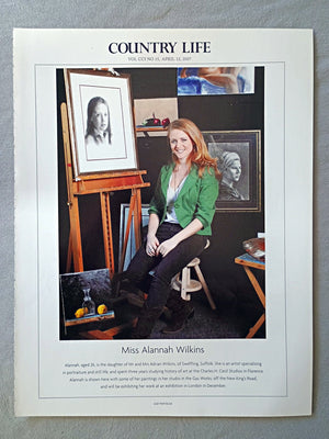 Miss Alannah Wilkins - Alannah, aged 26, is the daughter of Mr and Mrs Adrian Wilkins, of Sweffling, Suffolk. She is an artist specialising in portraiture and still life, and spent three years studying history of art at the Charles H. Cecil Studios in Florence. Alannah is shown here with some of her paintings in her studio in the Gas Works, off the New King's Road, and will be exhibiting her work at an exhibition in London in December.