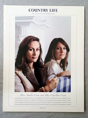Miss Amelia Coote and Miss Charlotte Coote - Amelia (left), 26, and Charlotte Coote, 24, are the daughters of Mr John Coote, of Bellamont Forest, Cootehill, Co. Cavan, Ireland, and of Mrs Alan Naylor, of Melbourne, Australia. Both recently graduated from Australian universities. Amelia works for Melbourne fashion boutique Le Louvre, and Charlotte has begun her marketing career in London. They are shown here at home in Bellamont Forest, built for their ancestor Thomas Coote, Lord Justice of the King's Bench 