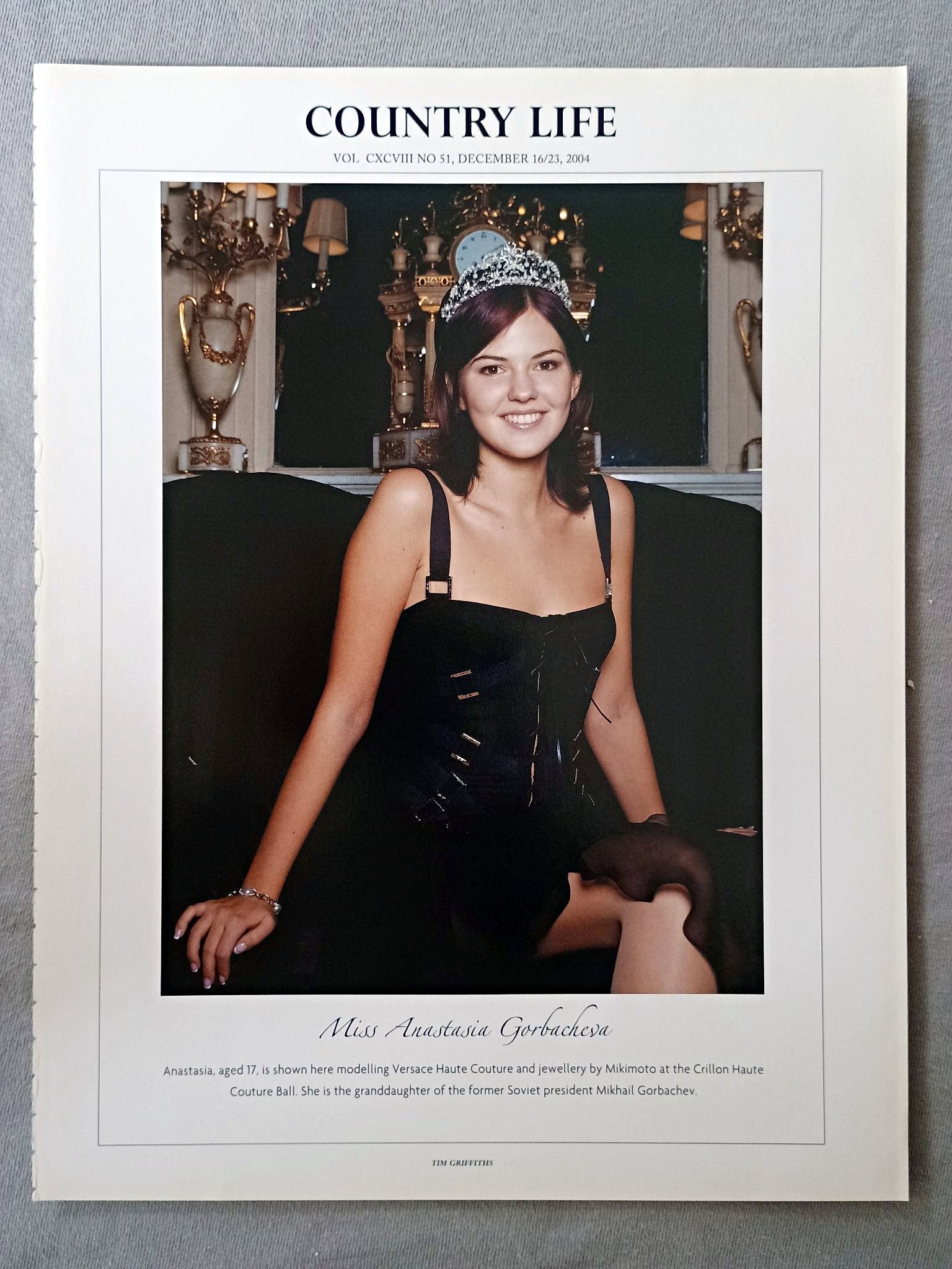 Miss Anastasia Gorbacheva - Anastasia, aged 17, is shown here modelling Versace Haute Couture and jewellery by Mikimoto at the Crillon Haute Couture Ball. She is the granddaughter of the former Soviet president Mikhail Gorbachev.