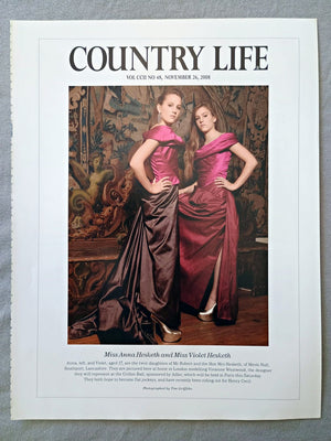 Miss Anna Hesketh and Miss Violet Hesketh - Anna, left, and Violet, aged 17, are the twin daughters of Mr Robert and the Hon Mrs Hesketh, of Meols Hall, Southport, Lancashire. They are pictured here at home in London modelling Vivienne Westwood, the designer they will represent at the Crillon Ball, sponsored by Adler, which will be held in Paris this Saturday. They both hope to become flat jockeys, and have recently been riding out for Henry Cecil.