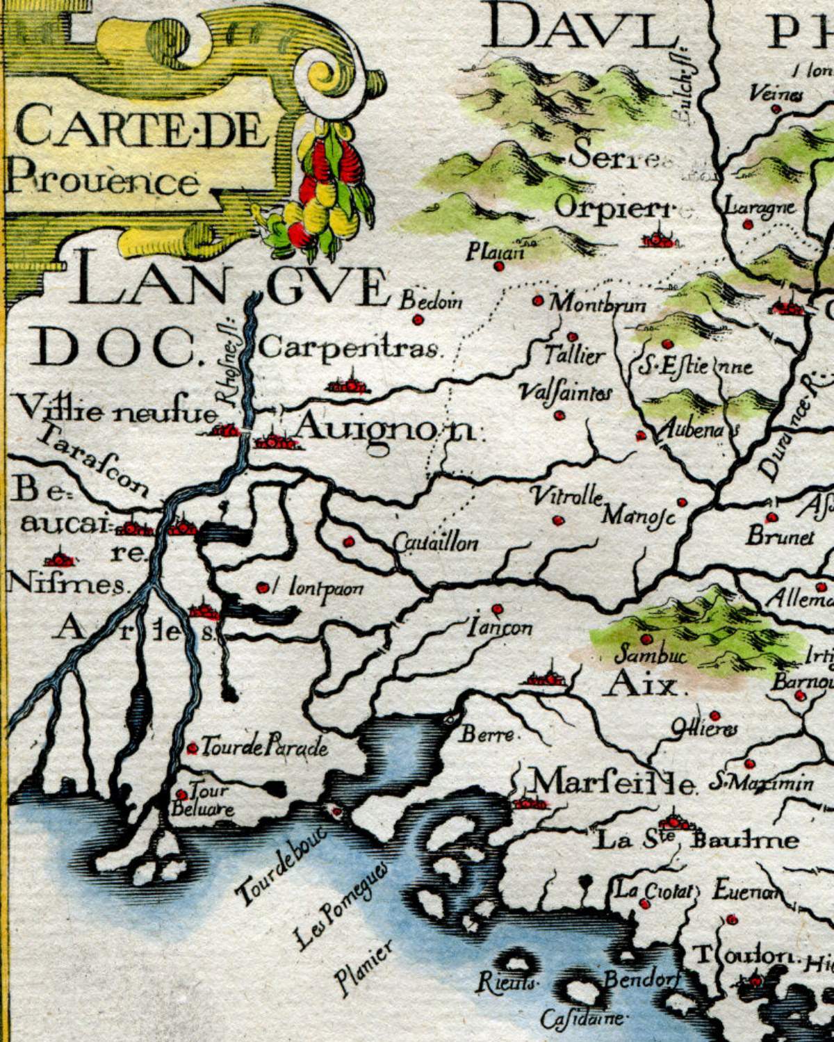 Antique map of Provence, France by Nicolas Tassin – shop The Old Map Shop antique maps collection.