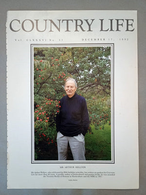 Arthur Hellyer Country Life Magazine Portrait December 17, 1992. CLXXXVI No. 51.

Mr Arthur Hellyer, who celebrated his 90th birthday yesterday, has written on gardens for COUNTRY LIFE for more than 40 years. A prolific author of horticultural and garden books, he was awarded the Victoria Medal of Honour in Horticulture and the MBE in 1967