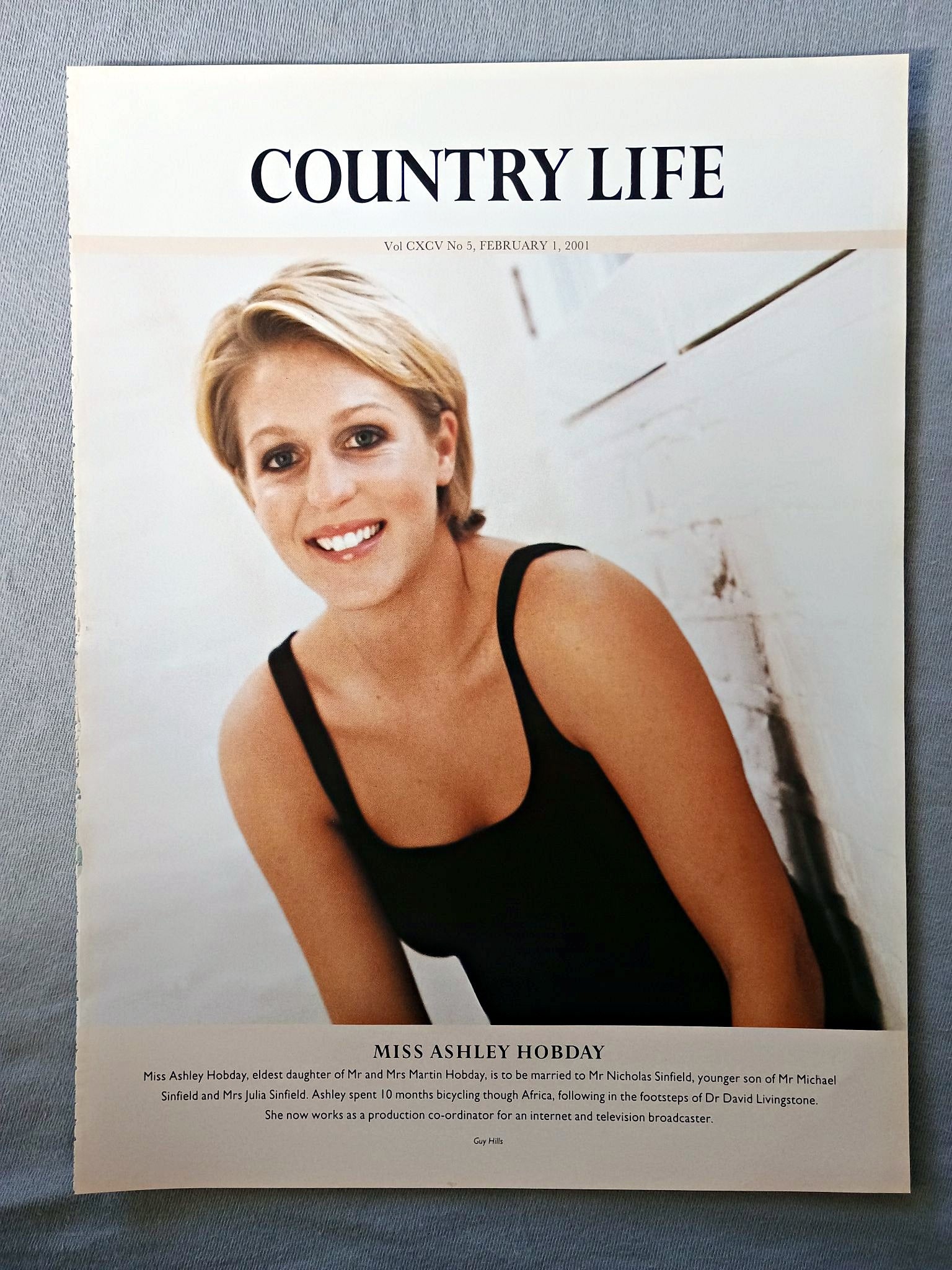 Miss Ashley Hobday, eldest daughter of Mr and Mrs Martin Hobday, is to be married to Mr Nicholas Sinfield, younger son of Mr Michael Sinfield and Mrs Julia Sinfield. Ashley spent 10 months bicycling though Africa, following in the footsteps of Dr David Livingstone. She now works as a production co-ordinator for an internet and television broadcaster