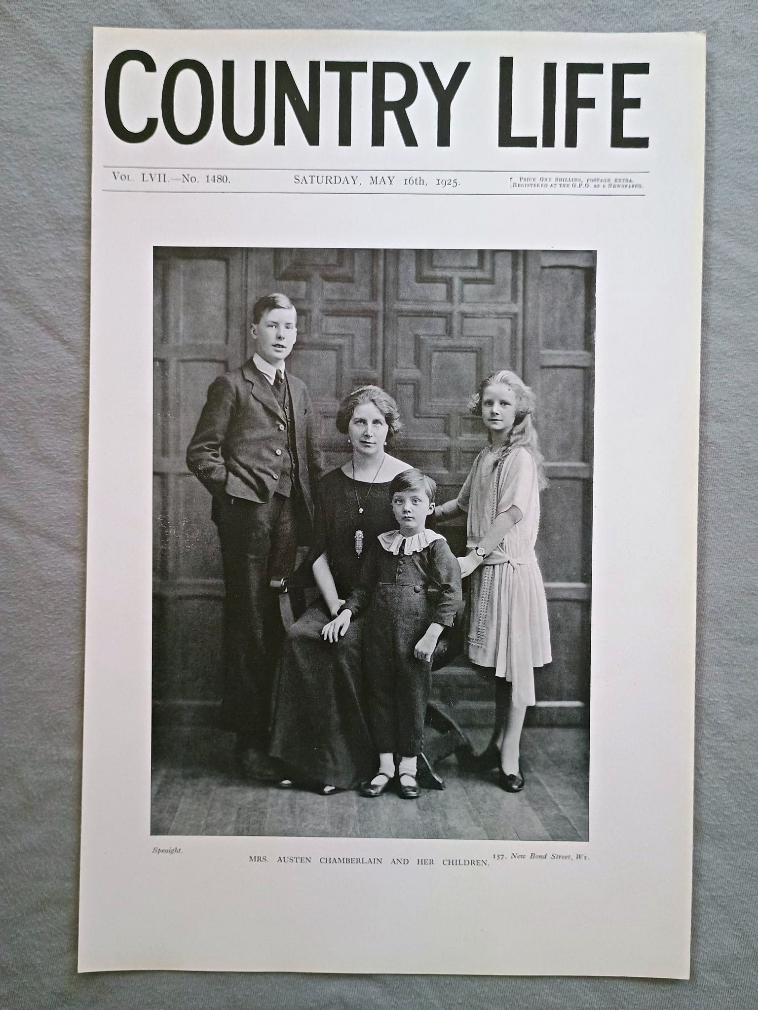 Mrs Austen Chamberlain nee Ivy Dundas Country Life Magazine Portrait, Frontispiece, May 16 1925. LVII No. 1480

The featured frontispiece this week is a portrait of Mrs. Austen Chamberlain with her children, Joseph Chamberlain. Beatrice Diana Dundas Chamberlain, Lawrence Endicott Dundas Chamberlain
