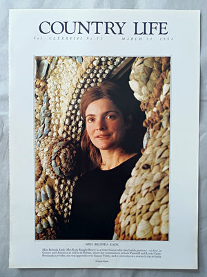 Belinda Eade Country Life Magazine Portrait March 31, 1994. CLXXXVIII No. 13

Miss Belinda Eade (Mrs Rory Knight Bruce) is a stone mason who also builds grottoes to date, in Greece and America as well as in Britain, where her commissions include Painshill and Leeds Castle. Previously a jeweller, she was apprenticed to Simon Verity, and is currently on a research trip in India