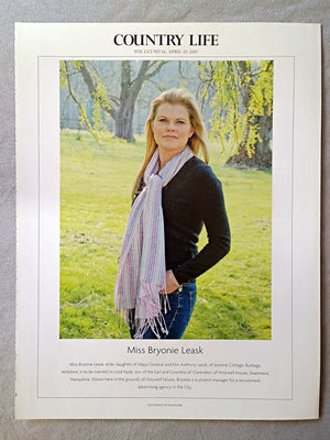 Miss Bryonie Leask, elder daughter of Major General and Mrs Anthony Leask, of Jasmine Cottage, Burbage, Wiltshire, is to be married to Lord Hyde, son of the Earl and Countess of Clarendon, of Holywell House, Swanmore, Hampshire. Shown here in the grounds of Holywell House, Bryonie is a project manager for a recruitment advertising agency in the City.