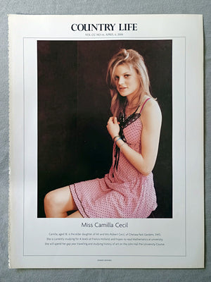 Miss Camilla Cecil - Camilla, aged 18, is the elder daughter of Mr and Mrs Robert Cecil, of Chelsea Park Gardens, SW3. She is currently studying for A levels at Francis Holland, and hopes to read Mathematics at university. She will spend her gap year travelling and studying history of art on the John Hall Pre-University Course.