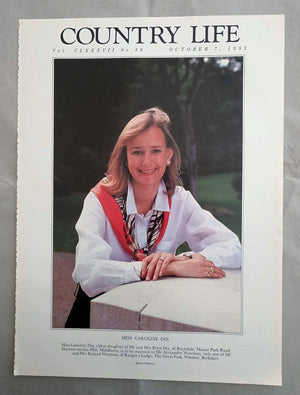 Caroline Dix Country Life Magazine Portrait October 7, 1993. CLXXXVII No. 40.

Miss Caroline Dix, eldest daughter of Mr and Mrs Peter Dix, of Birchdale, Mount Park Road, Harrow-on-the-Hill, Middlesex, is to be married to Mr Alexander Wiseman, only son of Mr and Mrs Roland Wiseman, of Ranger's Lodge, The Great Park, Windsor, Berkshire.