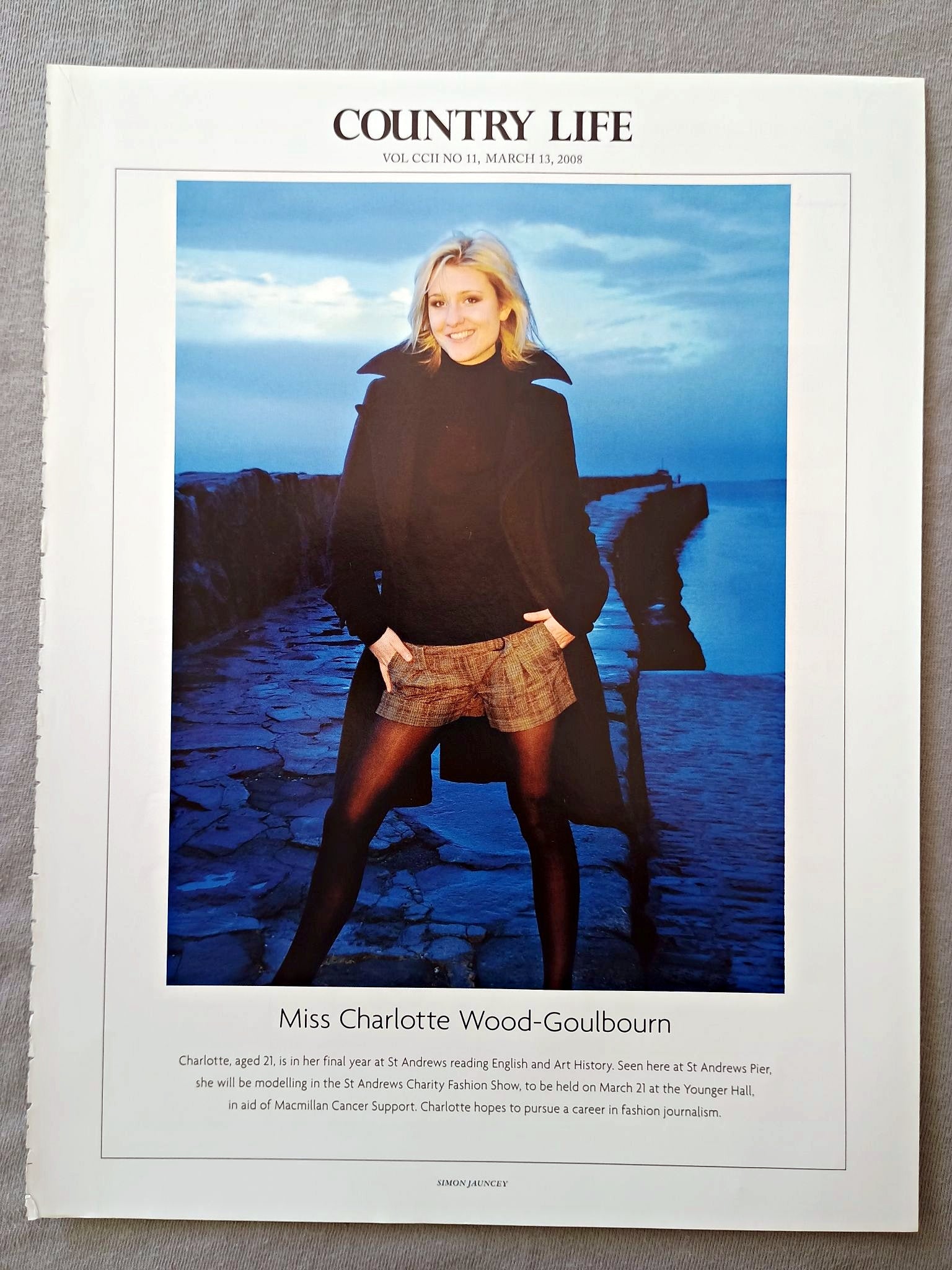 Miss Charlotte Wood-Goulbourn - Charlotte, aged 21, is in her final year at St Andrews reading English and Art History. Seen here at St Andrews Pier, she will be modelling in the St Andrews Charity Fashion Show, to be held on March 21 at the Younger Hall, in aid of Macmillan Cancer Support. Charlotte hopes to pursue a career in fashion journalism.