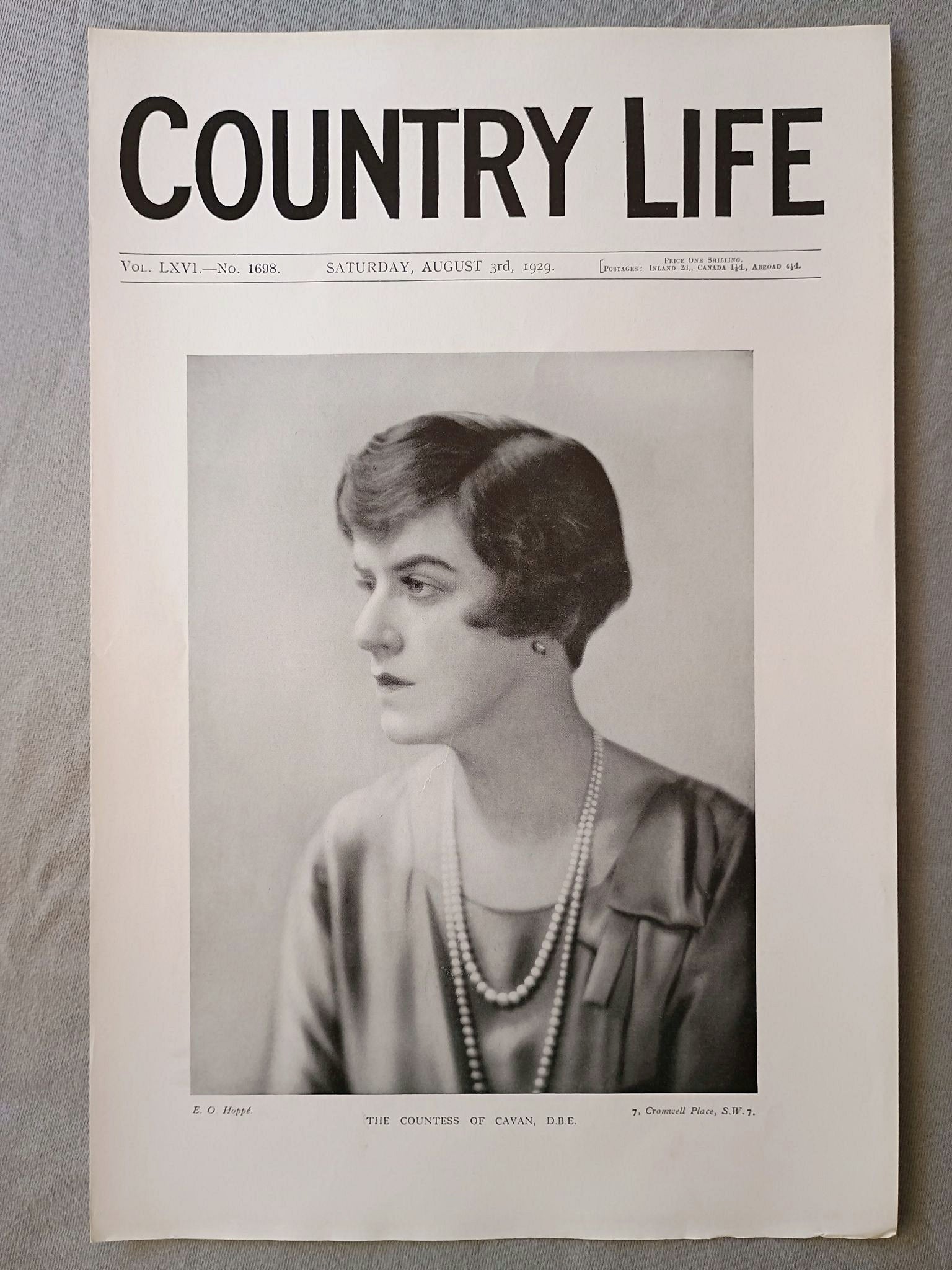 Countess of Cavan nee Lady Hester Joan Byng Country Life Magazine Portrait, Frontispiece, August 3 1929. LXVI No. 1698

The featured frontispiece this week is a portrait of the Countess of Cavan, D.B.E. Lady Cavan