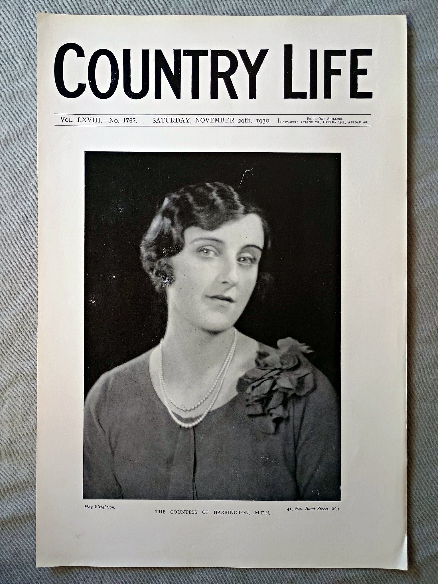The Countess of Harrington, Margaret Trelawney Williams Country Life Magazine Portrait, Frontispiece, November 29 1930. LXVIII No. 1767

The featured frontispiece this week is a portrait of the Countess of Harrington, Margaret Trelawney Williams