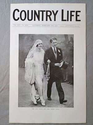 The Hon. David Bowes-Lyon and Rachel Spender-Clay Country Life Magazine Portrait, Frontispiece, February 16 1929. LXV No. 1674

The featured frontispiece this week is a photograph of the Hon. David and Mrs. Bowes-Lyon leaving the church