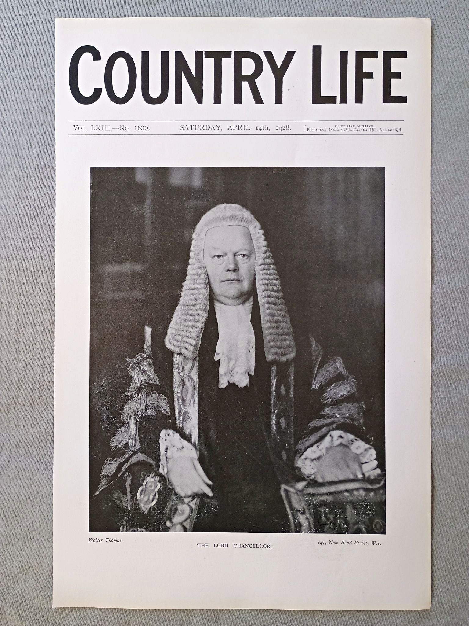Sir Douglas Hogg, Lord Chancellor Country Life Magazine Portrait, Frontispiece, April 14 1928. LXIII No. 1630

The featured frontispiece this week is a portrait of Lord Hailsham in his Lord Chancellor's robes. Lord Hailsham, who was formerly Sir Douglas Hogg