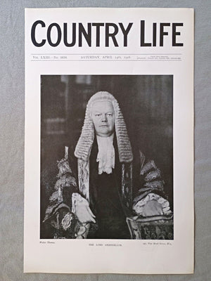 Sir Douglas Hogg, Lord Chancellor Country Life Magazine Portrait, Frontispiece, April 14 1928. LXIII No. 1630

The featured frontispiece this week is a portrait of Lord Hailsham in his Lord Chancellor's robes. Lord Hailsham, who was formerly Sir Douglas Hogg
