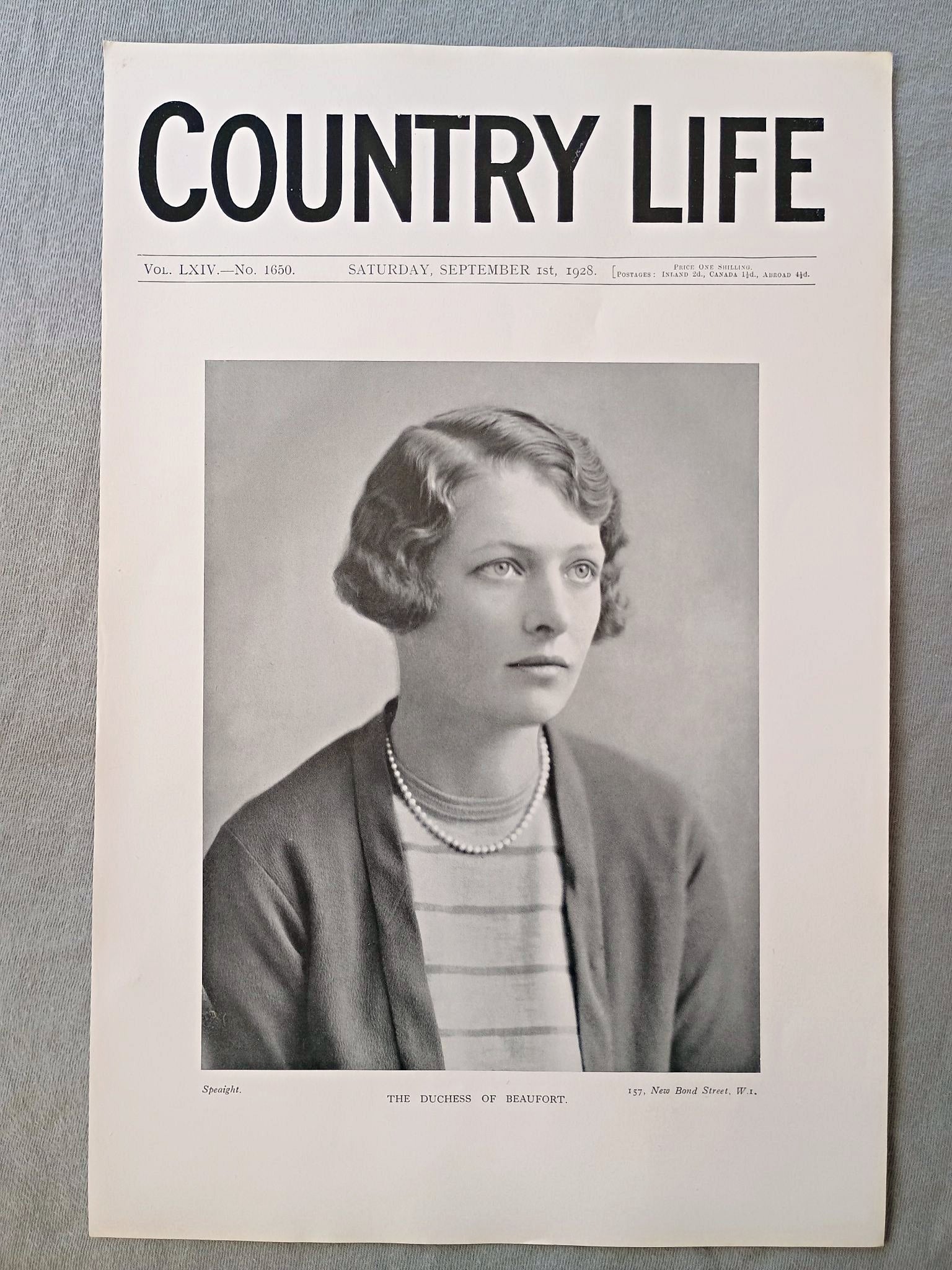 Duchess of Beaufort, Mary Somerset nee Lady Mary Cambridge Country Life Magazine Portrait, Frontispiece, September 1 1928. LXIV No. 1650

The featured frontispiece this week is a portrait of the Duchess of Beaufort, who is the elder daughter of the late Marquess of Cambridge
