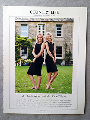 Miss Emily Wilson and Miss Katie Wilson - Emily, aged 18, and Katie, aged 20, are the daughters of Mr and Mrs Jim Wilson, of Westward, Sudeley, Gloucestershire. Emily has completed A levels at Cheltenham Ladies' College and is taking a gap year before reading geography at university; Katie is reading Spanish at Bristol and is about to spend her year out in South America. They are pictured here at home, where the whole family recently celebrated five milestone birthdays with a pink and purple party.