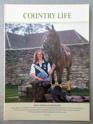 Miss Emma Tomlinson - Emma, aged 25, is the daughter of Mr and Mrs Simon Tomlinson, of Westonbirt, Tetbury, Gloucestershire. Emma is a vet, and, like her parents, also plays polo. She is photographed here at the Beaufort Polo Club, of which her father is chairman, with Mustard. The Countryside Alliance Polo Day will take place at the club on Sunday