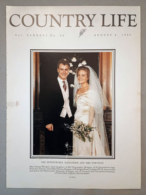 Emma Morgan and Alexander Portman Country Life Magazine Portrait August 6, 1992. CLXXXVI No. 32.

The Hon. Alexander and Mrs Portman - Miss Emma Morgan, third daughter of Mr Christopher Morgan, of St Saturnin-les-Apt, Provence, France, and of Mrs Patricia Morgan, of Pirbright Road, London SW18, was recently married to the Honourable Alexander Portman, son of Viscount and Viscountess Portman, of Clock Mill, Clifford, Herefordshire..