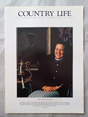 Fiona Salter Country Life Magazine Portrait February 10, 1994. CLXXXVIII No. 6

Miss Fiona Salter is a keen sailor who, despite taking up the sport less than three years ago, has already sailed the Southern Ocean Passage and crossed the Atlantic, as crew on Creightons Naturally, an 80ft maxi sloop. She sails with the Little Ship Club, London, where she is pictured, and her ambition is to circumnavigate the world.