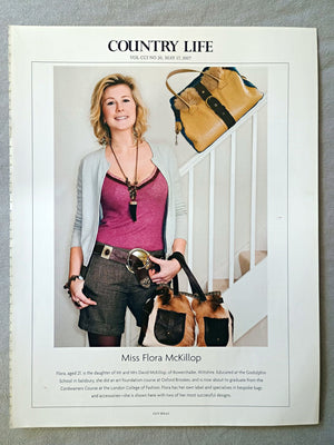 Miss Flora McKillop - Flora, aged 21, is the daughter of Mr and Mrs David McKillop, of Bowerchalke, Wiltshire. Educated at the Godolphin School in Salisbury, she did an art foundation course at Oxford Brookes, and is now about to graduate from the Cordwainers Course at the London College of Fashion. Flora has her own label and specialises in bespoke bags and accessories-she is shown here with two of her most successful designs.