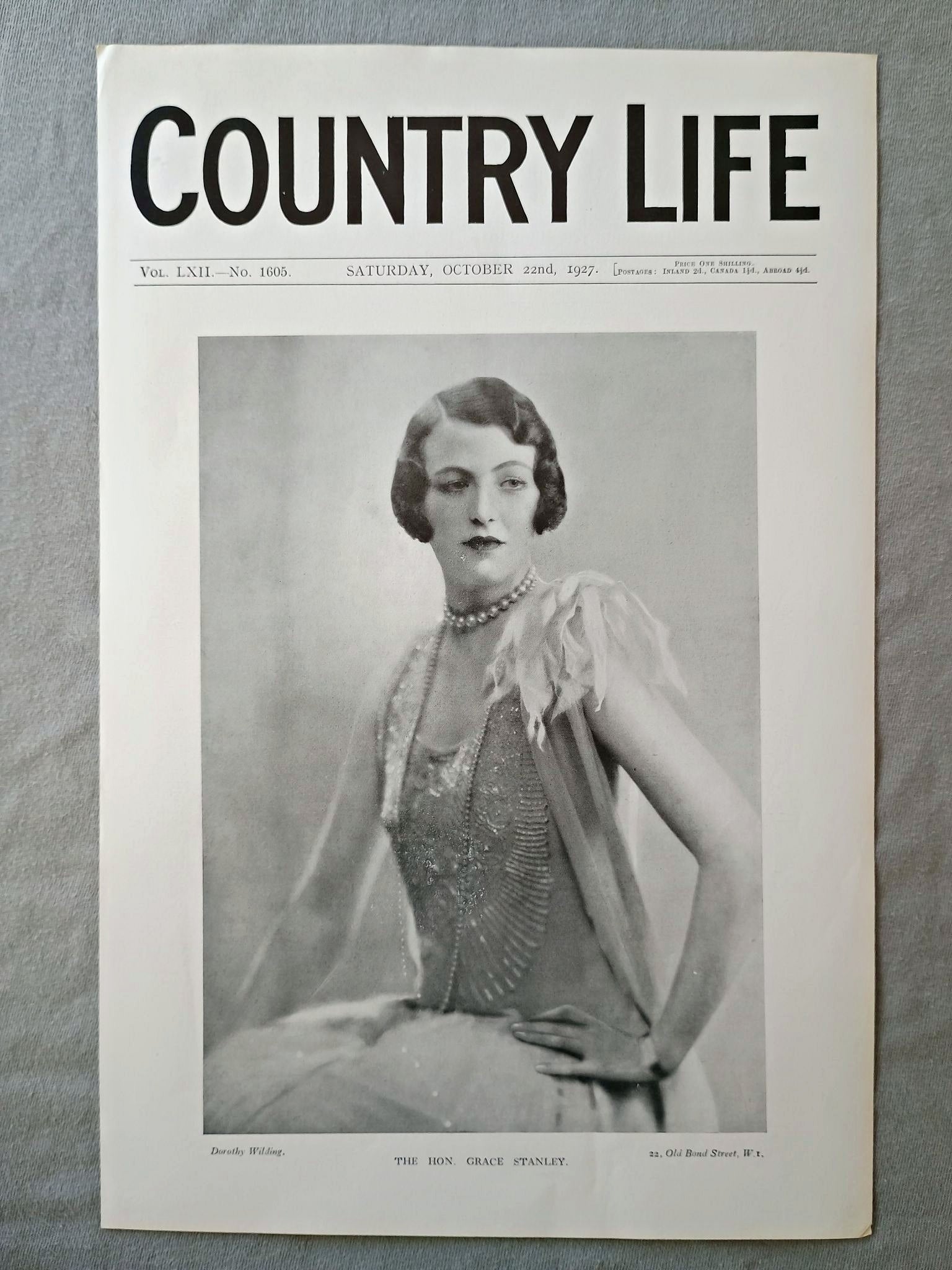 The Hon. Grace Lowrey Stanley Country Life Magazine Portrait, Frontispiece, October 22 1927. LXII No. 1605

The featured frontispiece this week is a portrait of the Hon. Grace Stanley, younger daughter of Lord and Lady Ashfield. Miss Stanley's engagement