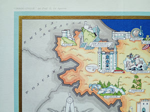 1950 Marche e San Marino, Italy Pictorial Map De Agostini