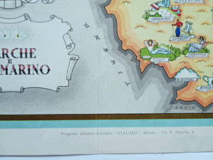 1950 Marche e San Marino, Italy Pictorial Map De Agostini