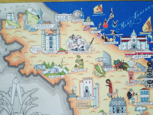 1950 Marche e San Marino, Italy Pictorial Map De Agostini