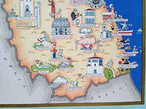 1950 Marche e San Marino, Italy Pictorial Map De Agostini