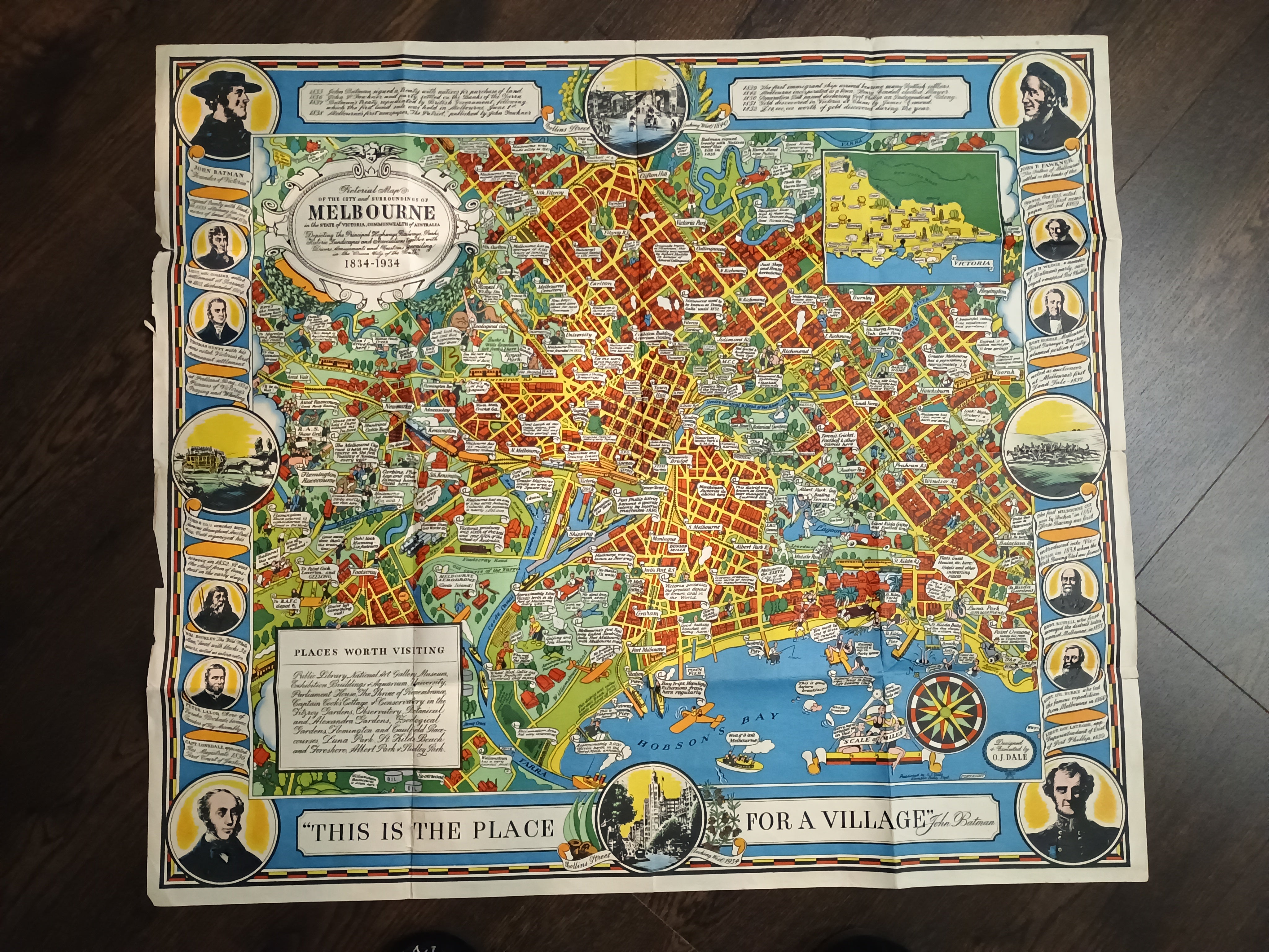 Dale, O. J. 1934, Pictorial map of the city and surroundings of Melbourne