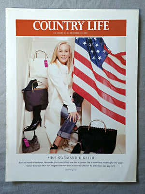 Miss Normandie Κeith - Born and raised in Manhattan, Normandie (Mrs Lucas White) now lives in London. She is shown here modelling for this week's fashion feature on New York designers with her latest accessories collection for Debenhams