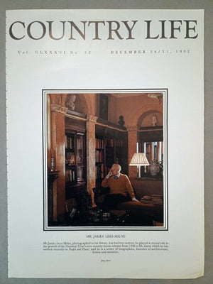 James Lees-Milne Country Life Magazine Portrait December 24/31, 1992. CLXXXVI No. 52.

Mr James Lees-Milne, photographed in his library, has had two careers: he played a crucial role in the growth of the National Trust's new country-house scheme from 1936 to 66, about which he has written recently in People and Places; and he is a writer of biographies, histories of architecture, fiction and memoirs