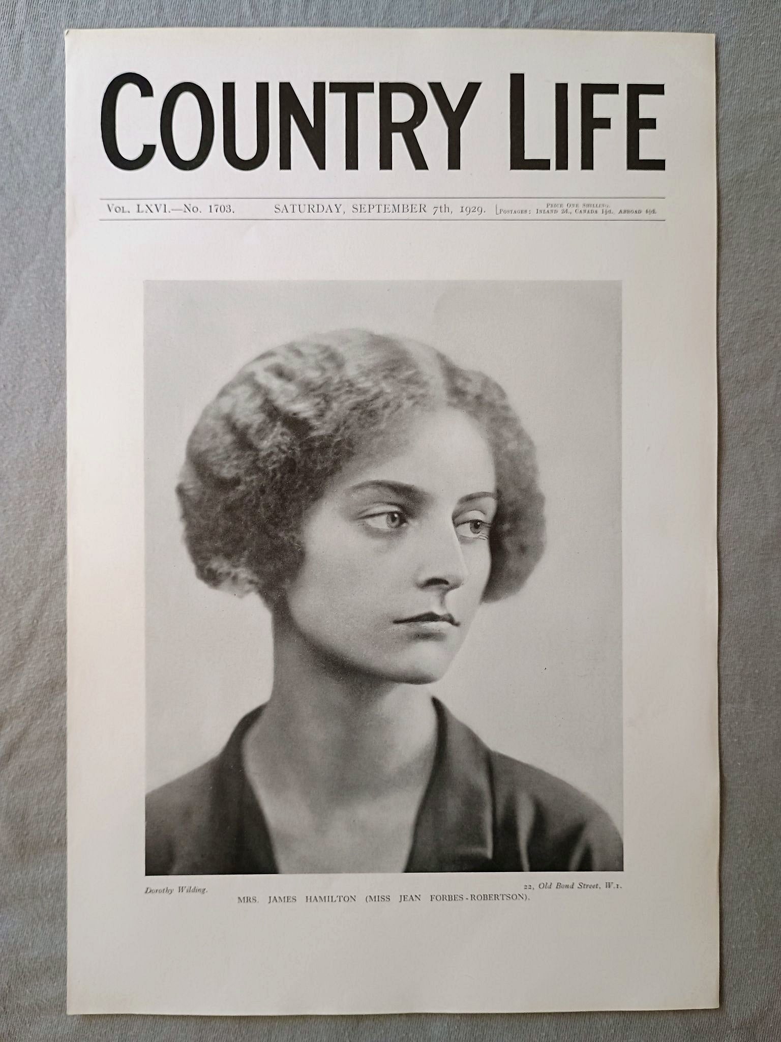 Jean Forbes-Robertson, Mrs James Hamilton Country Life Magazine Portrait, Frontispiece, September 7 1929. LXVI No. 1703

The featured frontispiece this week is a portrait of Mrs. James Hamilton, whose marriage took place on August 31st. Mrs. Hamilton who is, as Miss Jean Forbes-Robertson