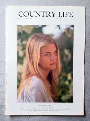Jemma Kidd Country Life Magazine Portrait April 13, 1995 CLXXXIX No. 15

Miss Jemma Kidd is the eldest daughter of Mr and Mrs John Kidd, of Cranmore Farm, Shipton Moyne, Gloucestershire. Their second home is Holders House, St James, Barbados, where they run the Holders Season of opera and Shakespeare (see page 64).