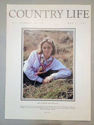 Jenifer Redvers-Cox Country Life Magazine Portrait May 7, 1992 Vol. CLXXXVI No. 19.

Miss Jenifer Redvers-Cox, only daughter of Mr and Mrs John Redvers-Cox, of Melton, Woodbridge, Suffolk, is to be married to Mr Guy Quilter, only son of Sir Anthony and Lady Quilter, of Sutton Hall, Woodbridge, Suffolk..