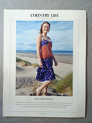 Miss Kate Beaton - Kate, aged 19, is the elder daughter of Mr and Mrs John Beaton, of Newlands, Glasgow. She is in her first year reading International Relations with French at St Andrews, and recently modelled in the St Andrews Charity Fashion Show-she is pictured here at St Andrews on the West Sands in a dress designed by Claire Alexander.